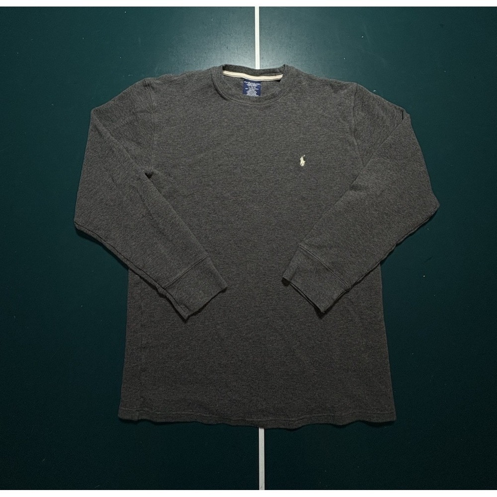Polo Ralph Lauren‎ Thermal Long Sleeve Shirt Men's XL Charcoal Gray Waffle Knit